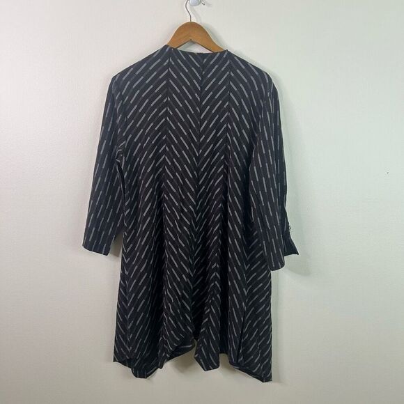 Habitat Black Striped Open Front Cardigan Jacket Women’s L Artsy Drape - Picture 8 of 11